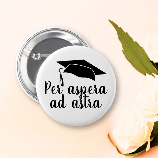 Badge Rond 5 Cm Par aspera ad astra Latin Citation Casquette Gradu