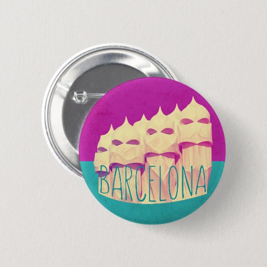 Badge Rond 5 Cm Paradis de Barcelone Gaudi (Devant & derrière)