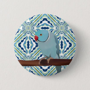 Badge Rond 5 Cm Parakeet Blue Indian Ringneck