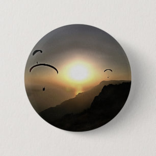 Badge Rond 5 Cm Parapente Flâner Déambuler Extreme Sports Art