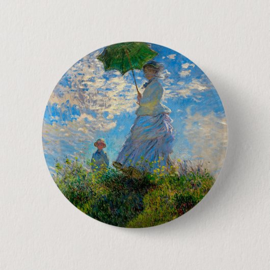 Badge Rond 5 Cm Parasol Monet Femme Impressionnisme (Devant)
