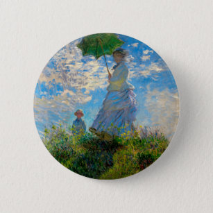 Badge Rond 5 Cm Parasol Monet Femme Impressionnisme