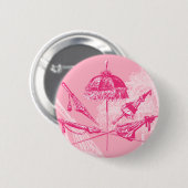 Badge Rond 5 Cm Parasols roses (Devant & derrière)