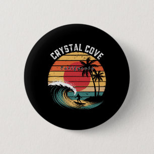 Badge Rond 5 Cm Parc d'État de Crystal Cove Californie Plage Surf