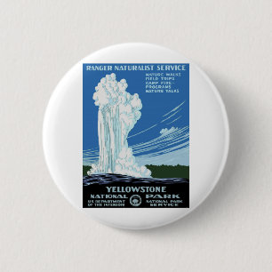 Badge Rond 5 Cm Parc en pierre jaune - vieux geyser fidèle