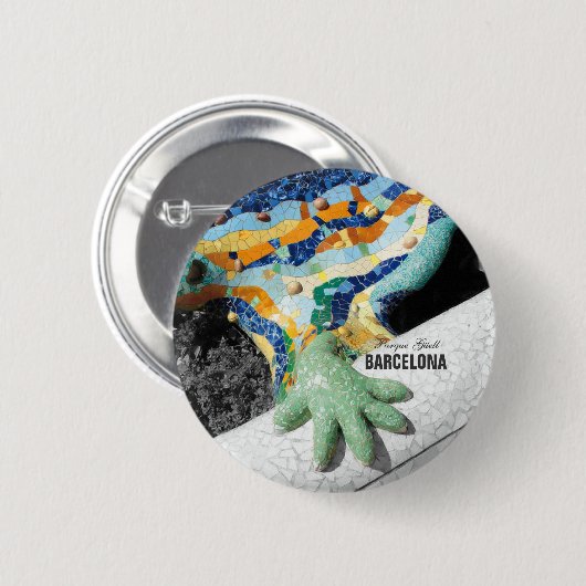 Badge Rond 5 Cm Parc Guell de Barcelone Gaudi (Devant & derrière)