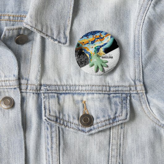 Badge Rond 5 Cm Parc Guell de Barcelone Gaudi (En situation)
