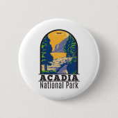 Badge Rond 5 Cm Parc national Acadia Bar Harbour Ocean Path (Devant)