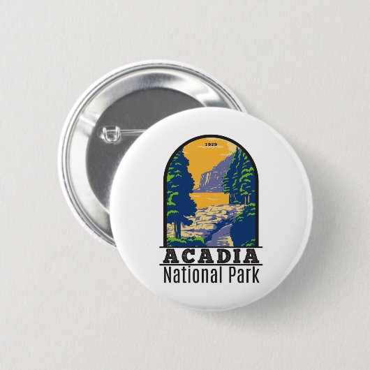 Badge Rond 5 Cm Parc national Acadia Bar Harbour Ocean Path (Devant & derrière)
