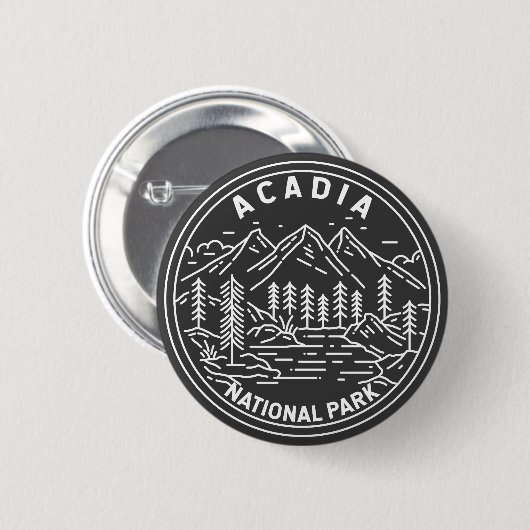Badge Rond 5 Cm Parc national Acadia Bar Port Monoline (Devant & derrière)