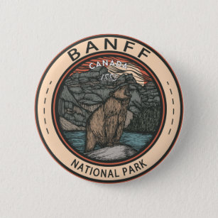 Badge Rond 5 Cm Parc national Banff Canada Emblème de voyage Vinta