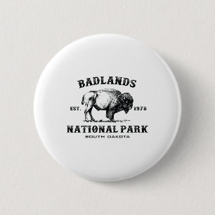 Badge Rond 5 Cm Parc national de Badlands Dakota du Sud Bison d'Am