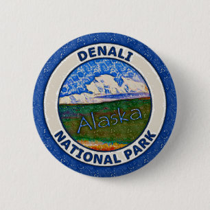 Badge Rond 5 Cm Parc national de Denali, Alaska