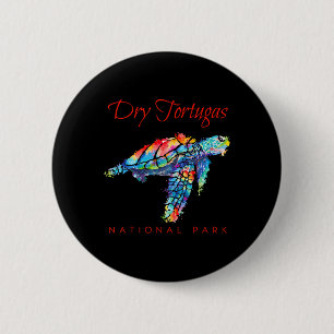 Badge Rond 5 Cm Parc national de Dry Tortugas Aquarelle Tortue mar