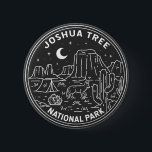 Badge Rond 5 Cm Parc national de Joshua Tree Vintage Monoline<br><div class="desc">Oeuvre de Joshua Tree monoline. Le parc porte le nom des Josués torsadés et embrouillés de la région,  le parc côtoie le désert du Colorado à pointes de cactus et le désert de Mojave.</div>