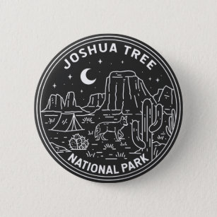 Badge Rond 5 Cm Parc national de Joshua Tree Vintage Monoline