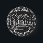Badge Rond 5 Cm Parc national de Kings Canyon Monoline<br><div class="desc">Kings Canyon monoline design. Le parc est connu pour ses énormes séquoias,  notamment le géant General Grant Tree à Grant Grove.</div>