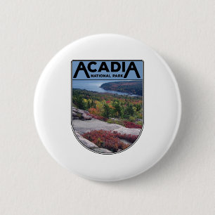Badge Rond 5 Cm Parc national de l'Acadie Vintage rétro Île du M