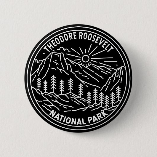 Badge Rond 5 Cm Parc national de Theodore Roosevelt Monoline (Devant)