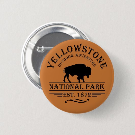 Badge Rond 5 Cm parc national de yellowstone (Devant & derrière)