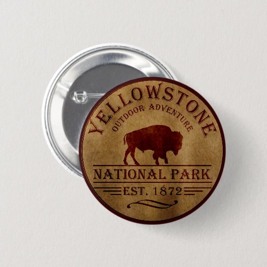 Badge Rond 5 Cm Parc national de Yellowstone (Devant & derrière)
