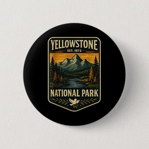 Badge Rond 5 Cm Parc national de Yellowstone Emblème de patch vint