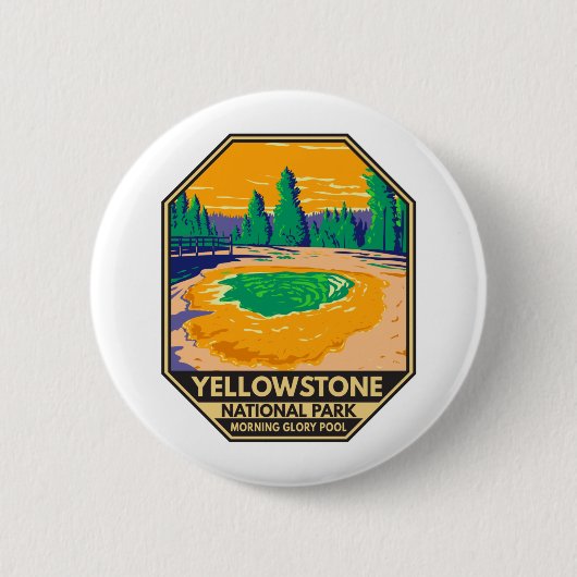 Badge Rond 5 Cm Parc national de Yellowstone Matin Glory Pool Rétr (Devant)