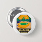 Badge Rond 5 Cm Parc national de Yellowstone Matin Glory Pool Rétr (Devant & derrière)