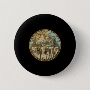 Badge Rond 5 Cm Parc national de Yellowstone Randonnée des montagn