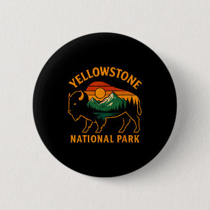 Badge Rond 5 Cm Parc national de Yellowstone Wyoming Buffalo Bison