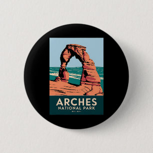 Badge Rond 5 Cm Parc national des Arches Vintage Camping Randonnée