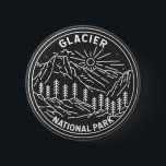 Badge Rond 5 Cm Parc national des Glaciers Montana Monoline<br><div class="desc">Design monoline du parc Glacier. Le parc est une zone sauvage située dans les Rocheuses du Montana,  avec des pics et des vallées sculptés par des glaciers qui s'étendent jusqu'à la frontière canadienne.</div>