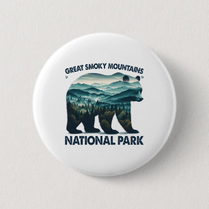 Badge Rond 5 Cm Parc national des Great Smoky Mountains Ours Rando