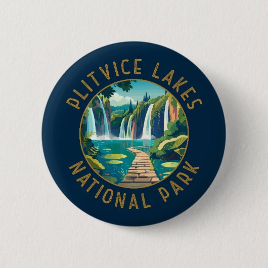 Badge Rond 5 Cm Parc national des lacs Plitvice Croatie en état de (Devant)