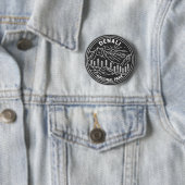 Badge Rond 5 Cm Parc national du Denali Alaska Mont Hunter Monolin (En situation)