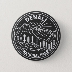 Badge Rond 5 Cm Parc national du Denali Alaska Mont Hunter Monolin