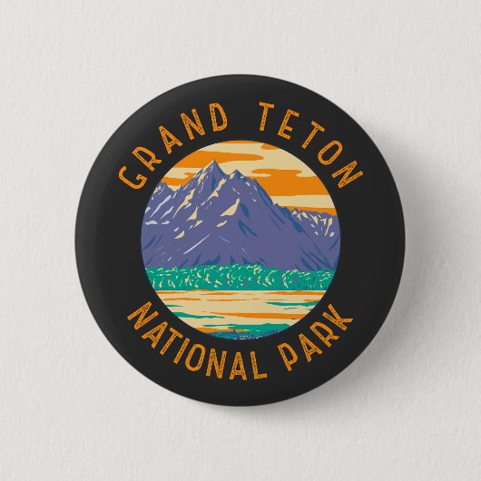 Badge Rond 5 Cm Parc National Du Grand Teton Au Printemps Distorti (Devant)