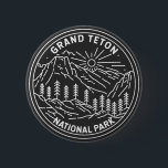 Badge Rond 5 Cm Parc national du Grand Teton Vintage Monoline<br><div class="desc">Design monoline Grand Teton. Le parc comprend les principaux sommets de la chaîne de Teton ainsi que la plupart des sections nord de la vallée connue sous le nom de Jackson Hole.</div>
