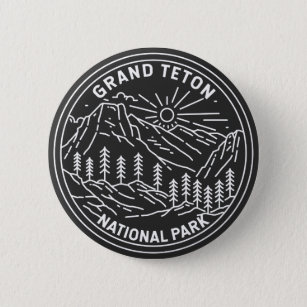 Badge Rond 5 Cm Parc national du Grand Teton Vintage Monoline