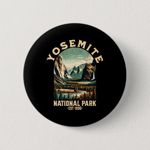 Badge Rond 5 Cm Parc national rétro Yosemite États-Unis Randonnée