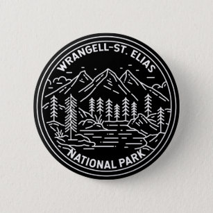 Badge Rond 5 Cm Parc national Wrangell St Elias Alaska Monoline