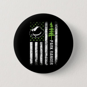Badge Rond 5 Cm Parc Rétro Ranger Drapeau Usa Amérique Forêt Natur