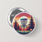 Badge Rond 5 Cm Parcours de golf Pixel Art Disk (Devant & derrière)