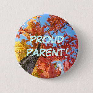 Badge Rond 5 Cm PARENT FIER ! boutons Enfants Parentalité Feuilles