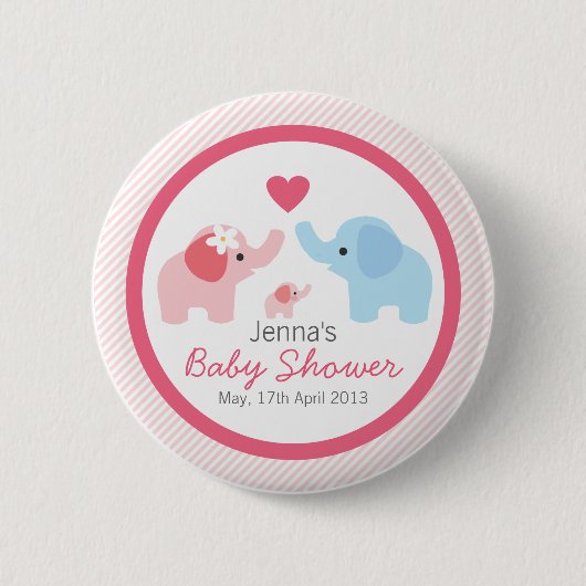Badge Rond 5 Cm Parents et baby shower d'éléphant (Devant)