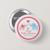 Badge Rond 5 Cm Parents et baby shower d'éléphant (Devant & derrière)
