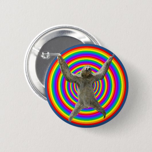 Badge Rond 5 Cm Paresse d'arc-en-ciel (Devant & derrière)