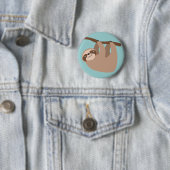 Badge Rond 5 Cm Paresse mignonne sur une branche (En situation)