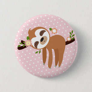 Badge Rond 5 Cm paresse, paresse mignonne, illustration animale