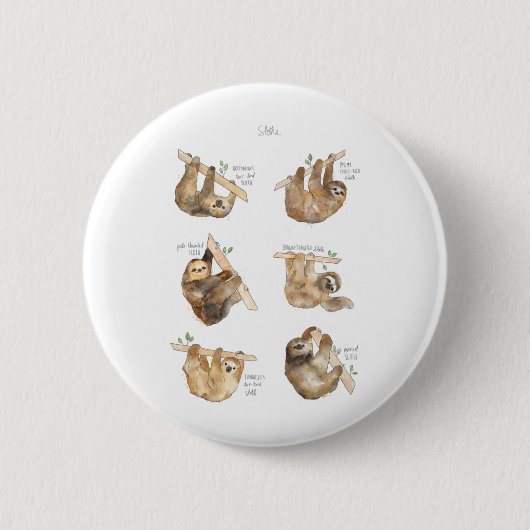 Badge Rond 5 Cm Paresseux Classique (Devant)